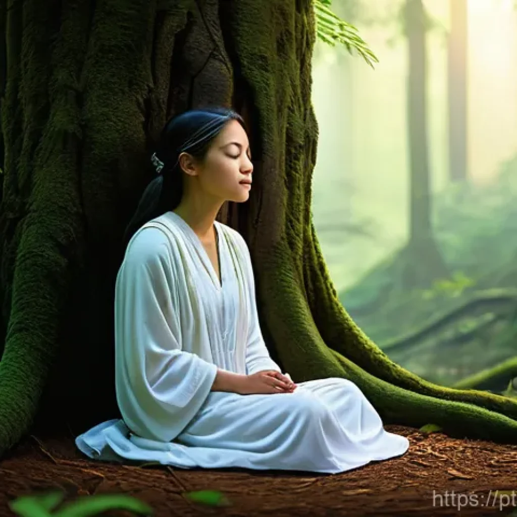 의식적 선택 훈련 과정의 커리큘럼 구성 - **Prompt:** A serene, contemplative scene featuring a young adult (gender-neutral, wearing comfortab...