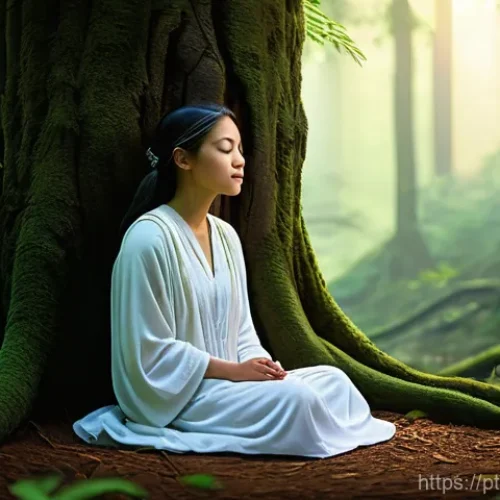 의식적 선택 훈련 과정의 커리큘럼 구성 - **Prompt:** A serene, contemplative scene featuring a young adult (gender-neutral, wearing comfortab...