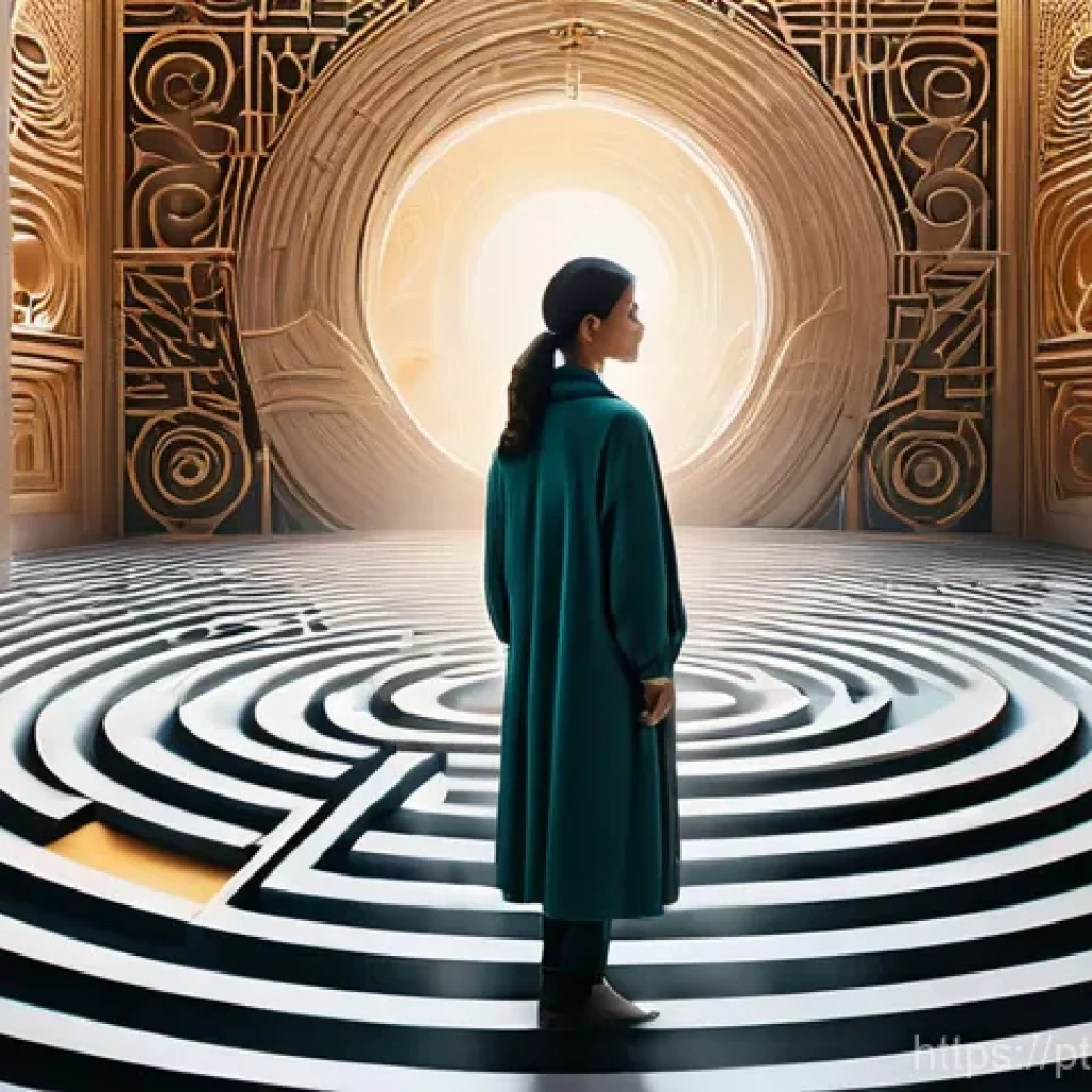 의식적 선택 훈련에서의 자기 평가 - **Prompt:** A thoughtful individual, dressed in stylish yet modest everyday attire, stands at a symb...