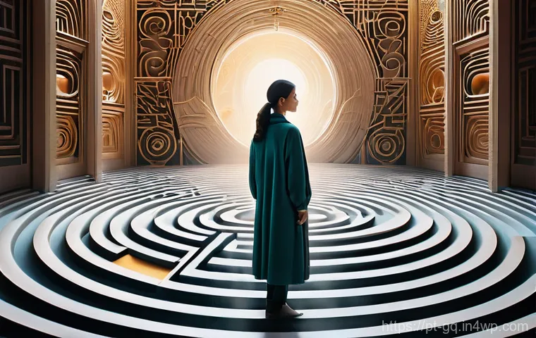 의식적 선택 훈련에서의 자기 평가 - **Prompt:** A thoughtful individual, dressed in stylish yet modest everyday attire, stands at a symb...