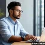 의식적 선택 훈련을 위한 전문가 인터뷰 - A serene office setting featuring a focused young professional of Latin American descent, thoughtful...