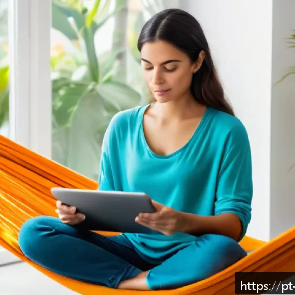 의식적 선택 훈련을 위한 온라인 리소스 - A serene digital workspace scene featuring a young Brazilian adult woman using a tablet to meditate ...